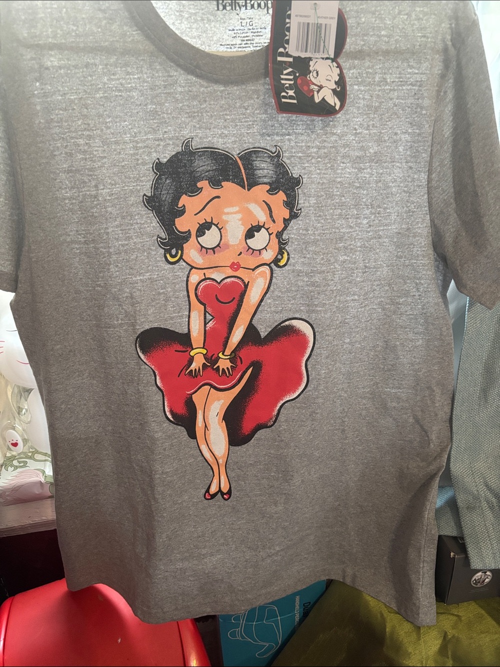 Betty Boop Gray Tee with Red Graphic